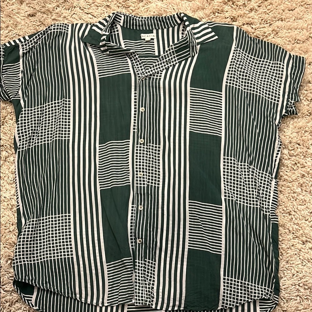 Acacia Mombasa Green and White Patterned Top